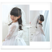 White Fancy Flower Girl A-Line Scalloped Long Sleeve Customized Vestidos Girl Dress for Wedding FG012 baby girl wedding dress